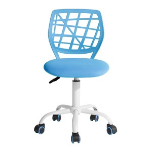 FurnitureR Desk Chair, Adjustable Computer Task Chair Office Chairs with Plastic Backrest and Padded Seat Cushion, Swivel Chair with Wheels, Blue - 1 of 4