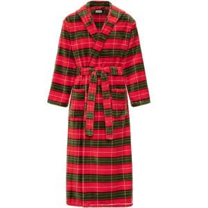 ADR Men's Robe, Plush Fleece Hooded Bathrobe Man, Long Warm Cozy Bath Robe Man - 1 of 4