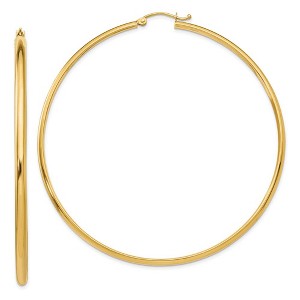 Black Bow Jewelry 2.75mm x 65mm Polished 14k Yellow Gold Domed Round Hoop Earrings - 1 of 4