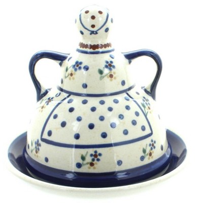 Blue Rose Polish Pottery Country Meadow Small Cheese Lady