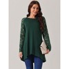 Seta T Women's Lace Sleeve High Low Hem Crewneck Blouse - 3 of 4