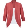 Collections Etc Open-Front Curved Hem 3/4 Sleeve Cardigan - 4 of 4