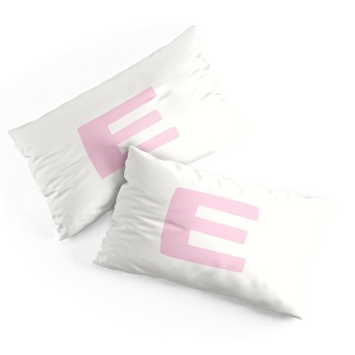 Deny Designs King April Lane Art Block Pink Monogram E Microfiber Printed Pillow Sham
