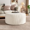 Okak Round Ottoman Bench Coffee Table Soft Upholstered Foot Rest Corduroy Small Ottomans Foot Stools for Living Room, Entryway,Bedroom, Beige - 2 of 4