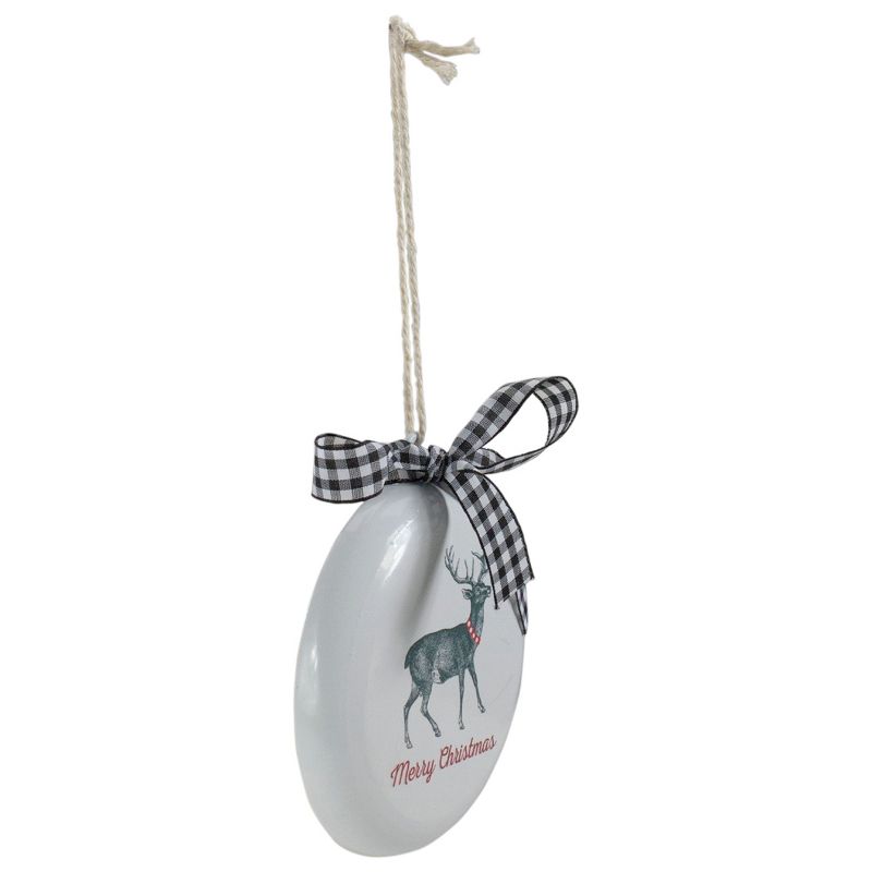 Northlight 4.5" White and Black Reindeer "Merry Christmas" Disc Ornament, 3 of 4