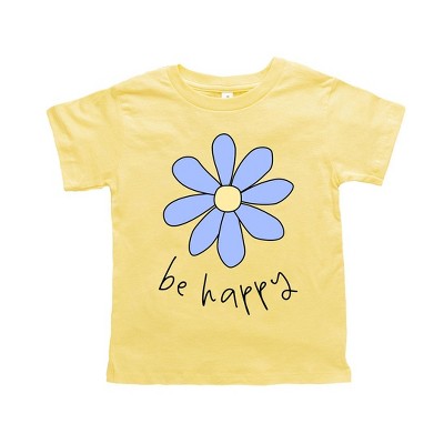 The Juniper Shop Be Happy Flower Toddler Short Sleeve Tee