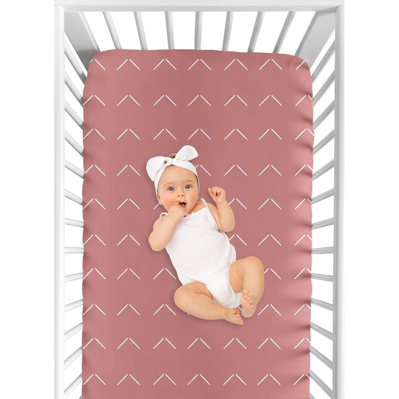 Sweet Jojo Designs Girl Baby Fitted Crib Sheet Diamond Tuft Mauve Pink Ivory Off White, 5 of 8