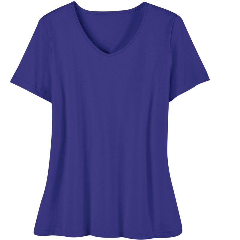 Collections Etc Soft Knit V-Neck Short-Sleeve Basic Cotton and Polyester Tee, 2 of 5