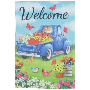 Northlight Welcome Pickup Truck with Flowers Outdoor House Flag 28" x 40" - 1 of 4