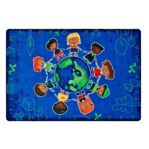 Carpets for Kids Give the Planet a Hug Blue Classroom Rug, Rectangle - 1 of 4