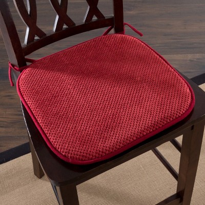Kate Aurora Nantucket Farms Ultra Soft Chenille Burgundy Red Memory Foam  Non Slip Chair Cushion Pads : Target