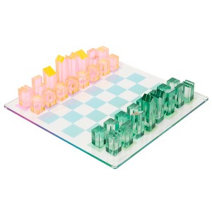 Sunnylife Lucite Chess & Checkers - Ombre Sherbert - 2 Games In 1, Display Set - 1 of 4
