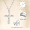 GILDED Small 14KT Yellow Gold Plated & Sterling Silver Natural Round-Cut Diamond Accent 3 Stone Cross Pendant with an 18 Inch Chain - 2 of 4