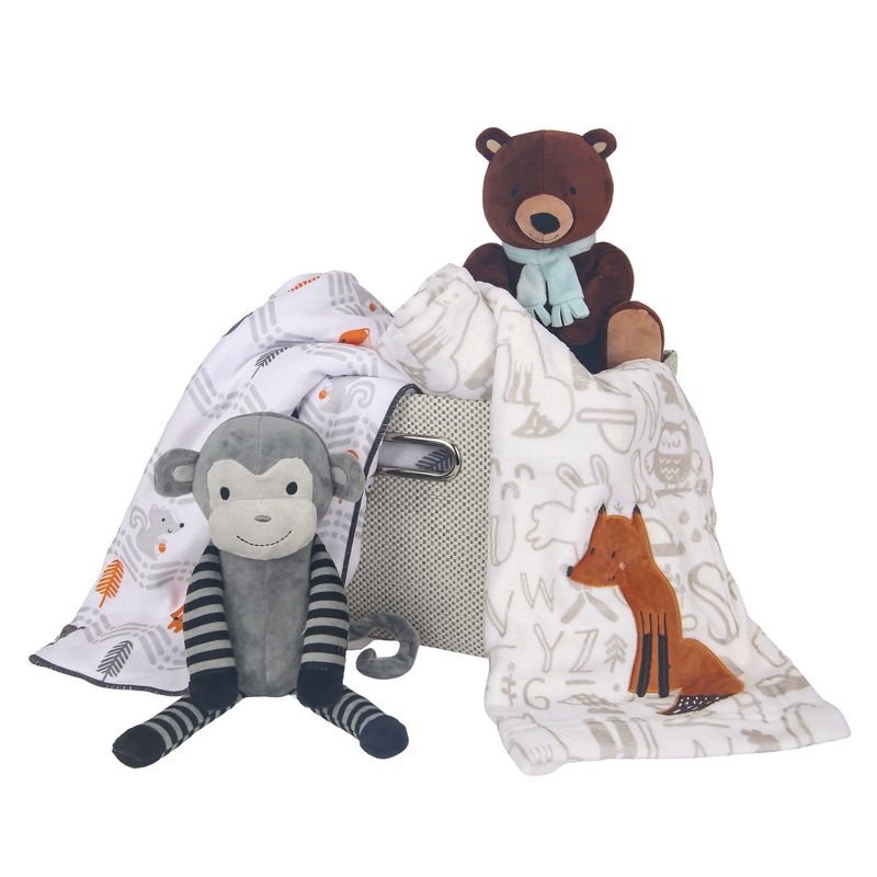 Bedtime Originals 5-Piece Gray Baby Gift Basket - Gray, Animals, Jungle, Monkey, 2 of 10