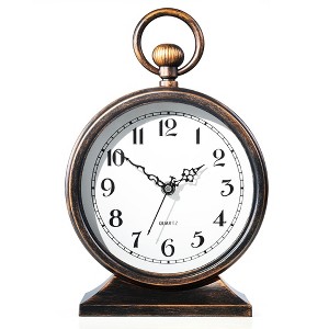 Aoibox Vintage Mantel Clock with Handle, Antique Metal Desk Clocks, Retro Table Clock for Bedroom Living Room Shelf Farmhouse Fireplace D¨¦cor - 1 of 4