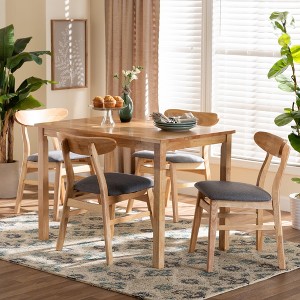 Baxton Studio Norwin Mid-Century Grey Fabric and Natural Brown Finished Wood 5-Piece Dining Set - 1 of 4