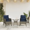 vidaXL 2 pcs Gray Poly Rattan Patio Chairs - Navy Blue Cushions, Weather-Resistant, Garden/Outdoor Seating, Washable Covers, 23"x26.4"x33.9" - 3 of 4