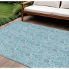 Aqua Blue And Silver Floral Washable Indoor Outdoor Area Rug - 2 of 4