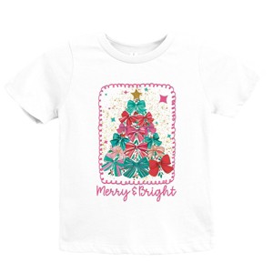 Merry & Bright Bow Tree - Youth Short Sleeve Graphic T-Shirt - 1 of 4