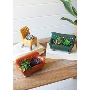 Ceramic Sofa and Chair Planters – 6" Tall Colorful Pots Set of 3 by Kalalou - 1 of 3