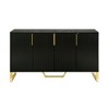 Homy Casa Modern 3-Door Storage Cabinet with Ribbed Design and Gold Accent Handles for Living Room, Dining Room, or Office, Black - 2 of 4