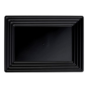 Smarty Had A Party 11" x 16" Black Rectangular with Groove Rim Plastic Serving Trays (24 Trays) - 1 of 4