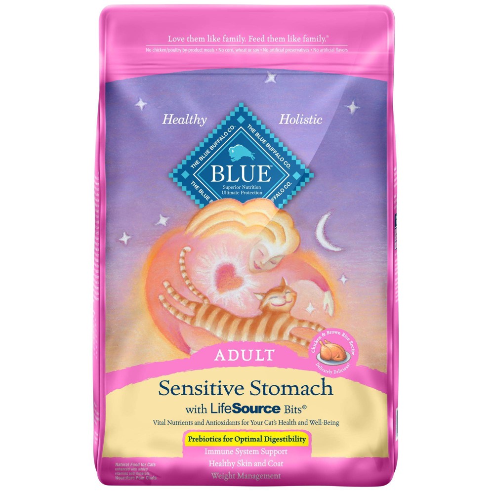 Blue Buffalo Sensitive Stomach Chicken & Brown Rice Recipe Adult Premium Dry Cat Food - 10lbs