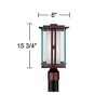 Franklin Iron Works Fallbrook Modern Industrial Post Light Bronze 15 3/4" Clear Frosted Double Glass for Exterior Barn Deck House Porch Yard Patio - 4 of 4