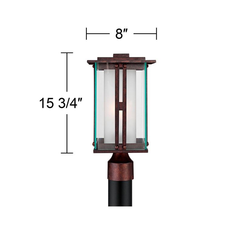 Franklin Iron Works Fallbrook Modern Industrial Post Light Bronze 15 3/4" Clear Frosted Double Glass for Exterior Barn Deck House Porch Yard Patio, 4 of 7