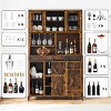 Garvee Black 70-Inch Farmhouse Bar Wine Cabinet with Sliding Barn Doors, Ample Storage Space, Wine & Glass Racks - Versatile Coffee - 3 of 4