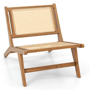 Resenkos Patio Dining Chairs, Patio Kitchen Chairs,Teak Wooden Chair with Handwoven Rattan Seat and Backrest Brown - 1 of 4