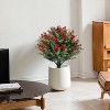 2 Pack Artificial Topiary with Ground Spike, UV Resistant Faux Greenery Shrubs, Fake Christmas Evergreen Plant for Front Porch Garden - 3 of 4