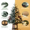 3FT/4.5FT Prelit Snow Flocked Christmas Tree, 78 LED, Tabletop Xmas Tree with Different Base for Decor - 3 of 4