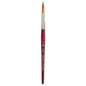 Princeton Velvetouch Long Round Brush, Synthetic Bristles, Short Handle Mixed Media Paintbrush, Scarlet, Size 12, 1 Count - 1 of 4