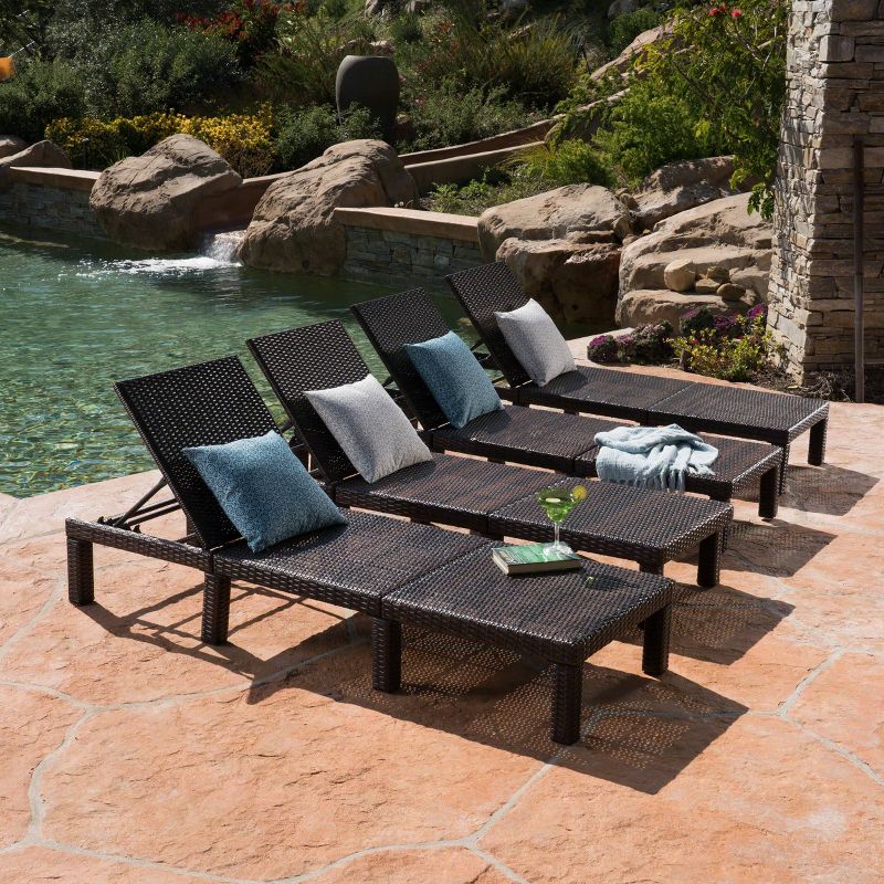 Jamaica 4Pk Wicker Chaise Lounge - Brown - Christopher Knight Home, 3 of 6