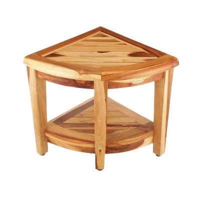 18" Tall Teak Corner Shower Shelf with Storage