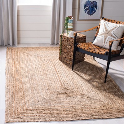 Natural Handmade Flat Woven Jute Area Rug, 5' x 8'