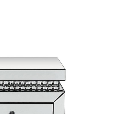 24&quot; Glamourous Mirrored Wood Accent Table with Faux Crystals