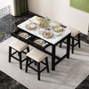 CAVINAS Dining Table Set Modern Faux Marble Versatile Bar Table Set with Storage Drawers and Padded Stools for Dining Room - 3 of 4