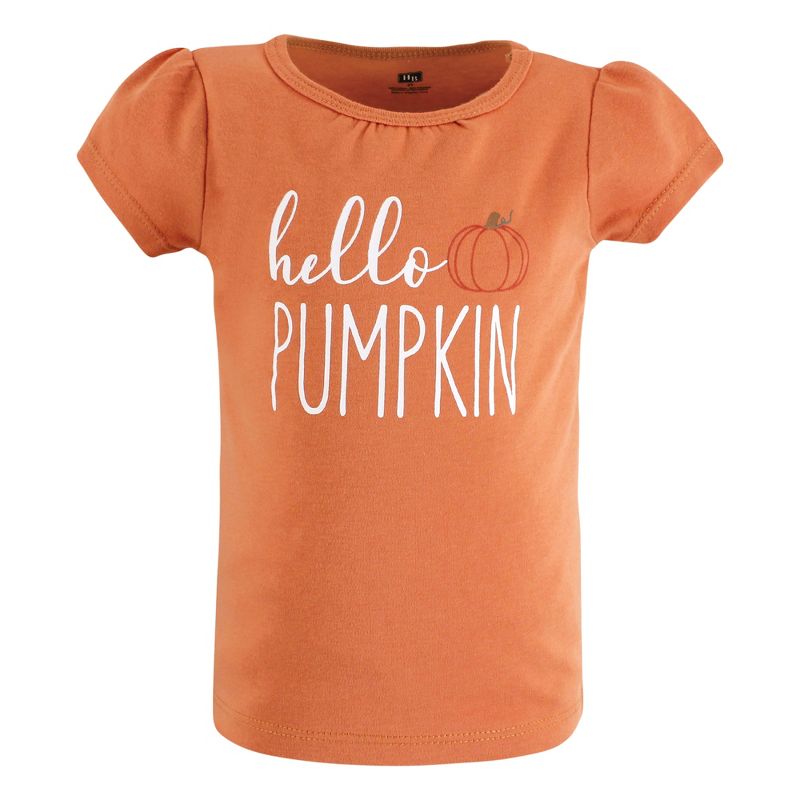 Hudson Baby Infant and Toddler Girl Short Sleeve T-Shirts, Fall Pumpkin Spice, 5 of 8