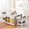 Safstar 4-in-1 Kids Table & Chair Set Toddler Wooden Activity Table w/ Side Bookshelves - 3 of 4