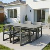 Modern 5 PCS Outdoor Dining Set, Rectangular Dining Table with Umbrella Hole, Dining Armrest Chair with Eco-Friendl HDPE Frame-Coolbibila - 3 of 4