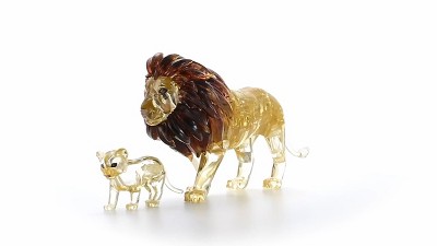 Golden and Brown Crystal Lion and Cub 3D Puzzle - 55 Pieces