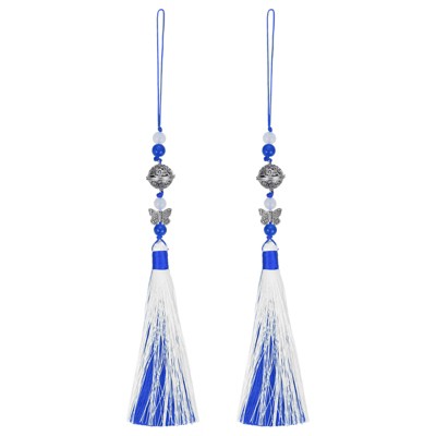 Unique Bargains Classic Bells DIY Craft Hanging Decoration Pendants with Tassels Blue 2 Pcs