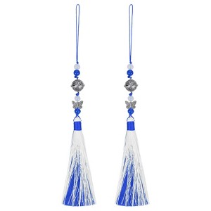 Unique Bargains Classic Bells DIY Craft Hanging Decoration Pendants with Tassels Blue 2 Pcs - 1 of 3