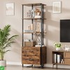 70.9"H 4-Tier Bookcase with Storage Drawers, Metal Frame and Open Display Shelves, Woodgrain Finish - 3 of 4