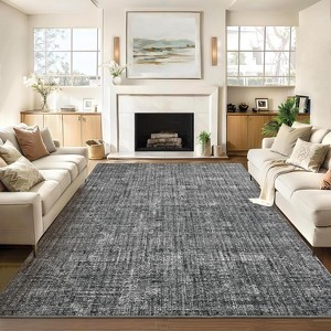 Solid Textured Area Rug, Machine Washable Modern Accent Carpet, Soft Low-Pile Indoor Floor Mat for Bedroom, Kitchen, Office - 1 of 4
