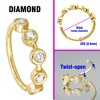 Jewelry Avalanche 14K Gold 5-stone Bezel set Diamond Nose Hoop, 8mm, 20G Nose Ring - 3 of 4