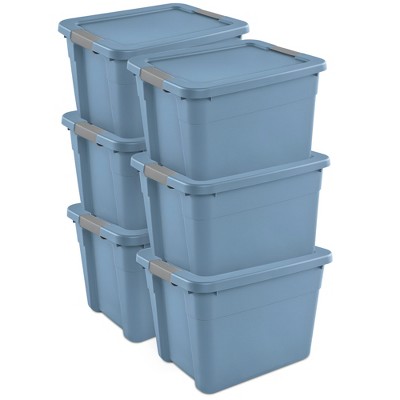 Sterilite 6Pk Latch Tote, Stackable Plastic Storage Container