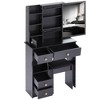 29.2" Small Space Left Drawer Desktop Vanity Table + Cushioned Stool, Extra Large Right sliding mirror, Multi Layer High Capacity Storage - 4 of 4